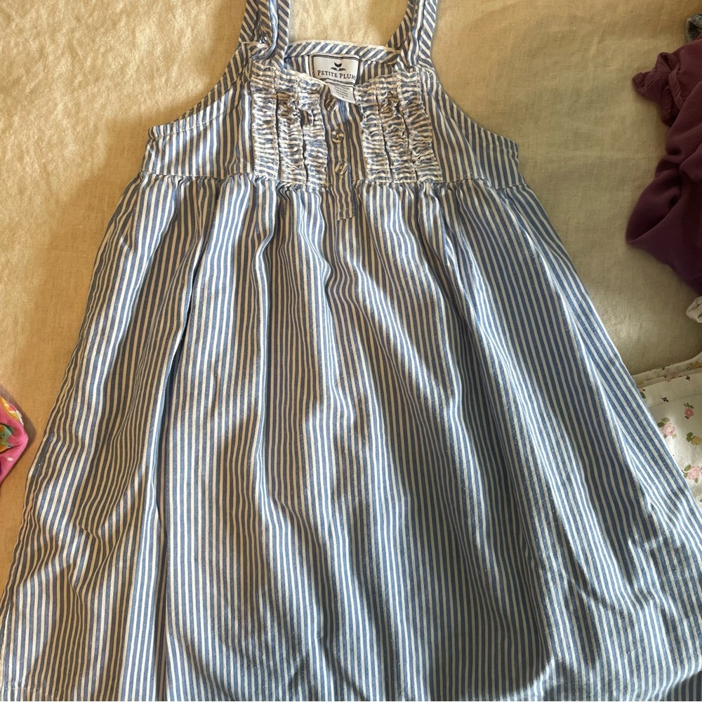 Petite Plume Blue and White Striped Nightgown Dress Size 4
